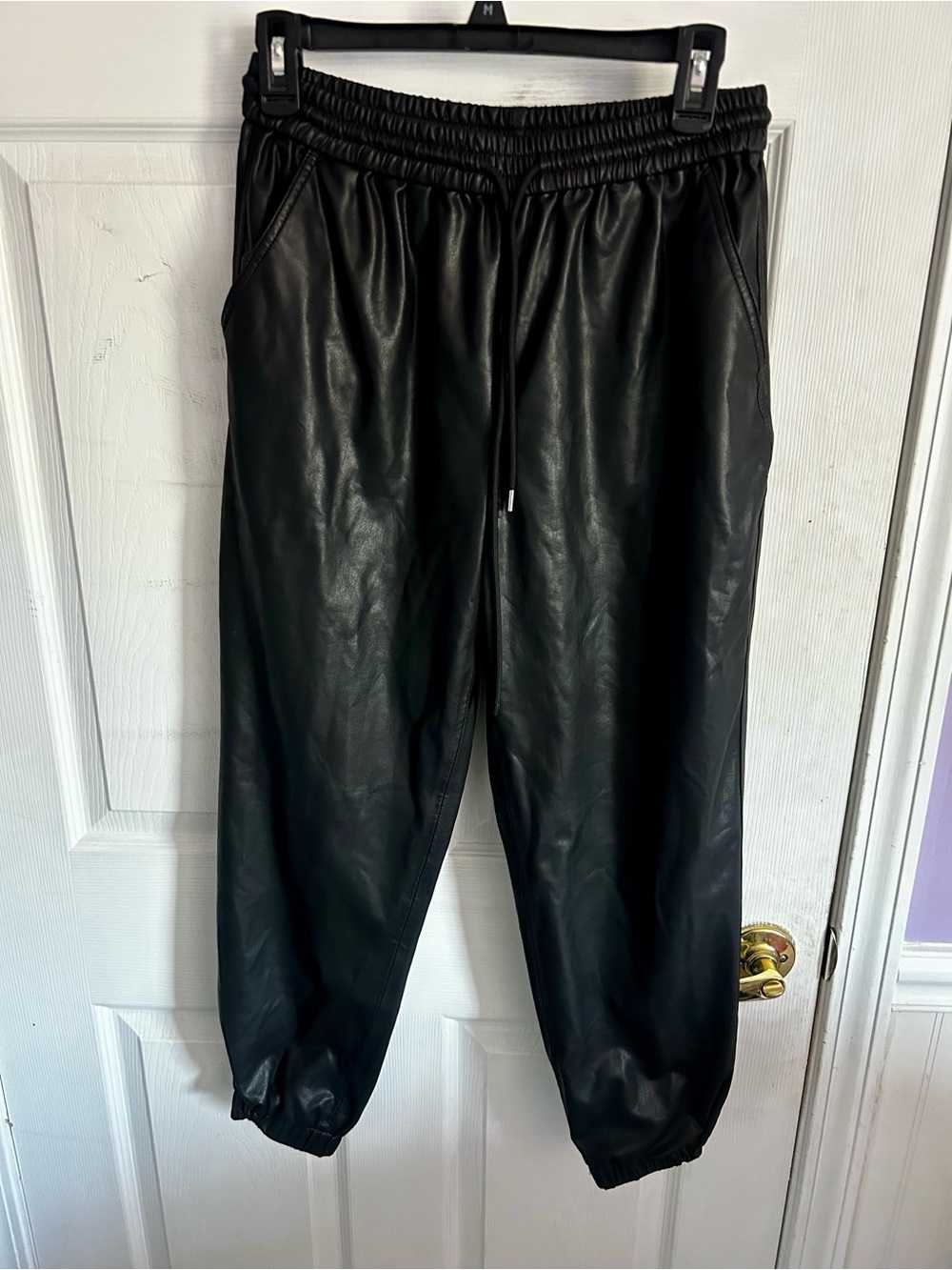 BLANKNYC Black Faux Leather Jogger Pants Size 28